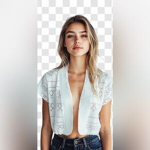 Party Shrug  Chic Cream 
Crocheted Crop Sexy 
Large Knit Cardigan
Perfect gift